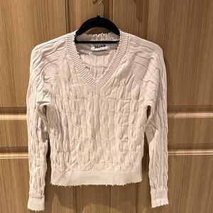 Madewell Women's V-Neck Cable Knit Sweater - Cream